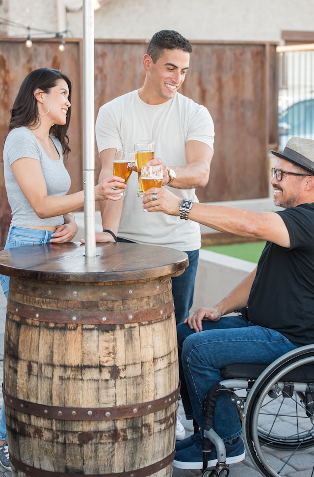 person in wheelchair enjoying life